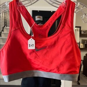 Nike Women's Red and Gray Sports Bra